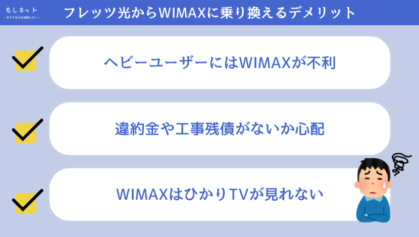 フレッツ光からWIMAXに乗り換えるデメリット