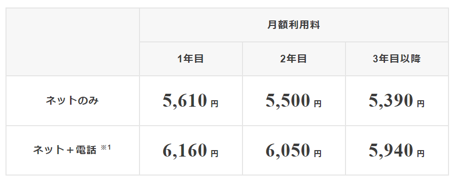 auひかり　1ギガプラン　月額料金　240512